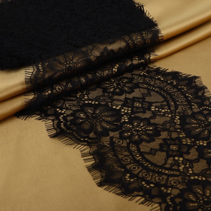 Кружево реснички, 215 мм &times; 3 &plusmn; 0,5 м, цвет чёрный