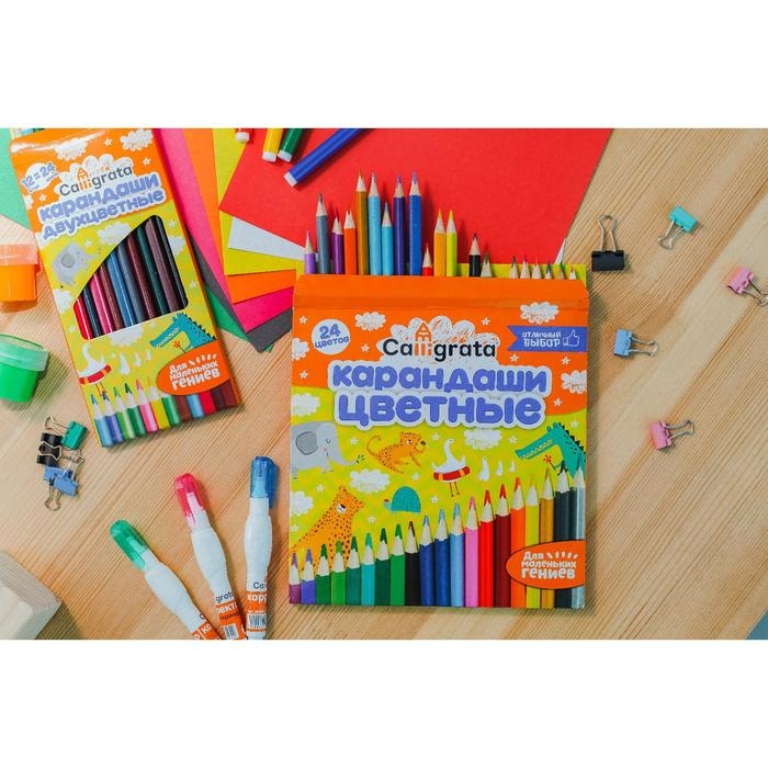 Карандаши 24 цвета, корпус деревянный, треугольный, в картонной коробке Карандаши 24 цвета, корпус деревянный, треугольный, в картонной коробке