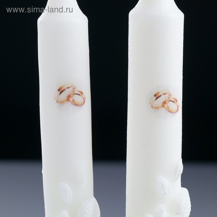 Набор свадебных свечей Набор свадебных свечей "Романтика с кольцами", белый, родительская пара