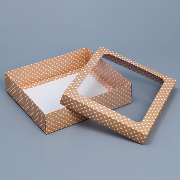 Коробка подарочная, упаковка, &laquo;Горошек&raquo; , 23.5 х 20.5 х 5.5 см