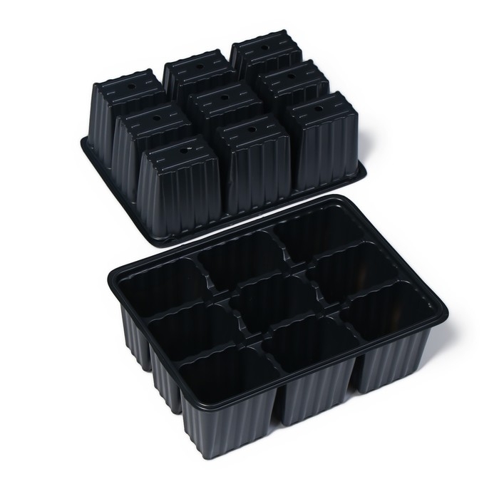 Мини-парник для рассады, 57 &times; 18 &times; 12 см, 3 вставки, 27 ячеек, Greengo