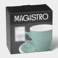 Кофейная пара фарфоровая Magistro Coffee time, 2 предмета: чашка 180 мл, блюдце d=14,5 см, цвет бирюзовый Кофейная пара фарфоровая Magistro Coffee time, 2 предмета: чашка 180 мл, блюдце d=14,5 см, цвет бирюзовый