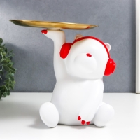 Сувенир полистоун подставка "Белый медвежонок в красных наушниках" d=17 см 18х12х15,5 см Сувенир полистоун подставка "Белый медвежонок в красных наушниках" d=17 см 18х12х15,5 см