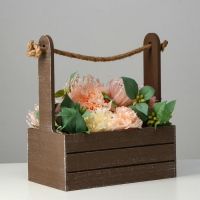 Кашпо деревянное 25.5×15×30 см "Прованс", ручка канат, коричневый Кашпо деревянное 25.5×15×30 см "Прованс", ручка канат, коричневый