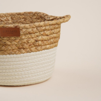 Корзина для хранения ручного плетения SL Home, с ручками, камыш, хлопок, 27&times;20&times;15 см