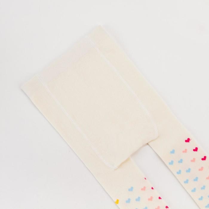 Колготки Крошка Я &laquo;Сердечки&raquo;, цвет молочный, рост 68-74 см