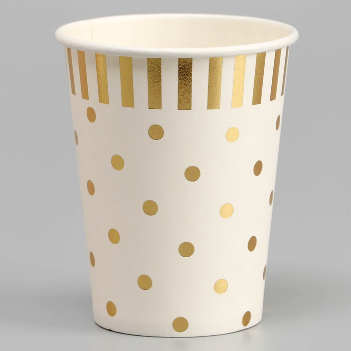 Стаканы бумажные &laquo;Горох&raquo;, 6 шт., цвет золото