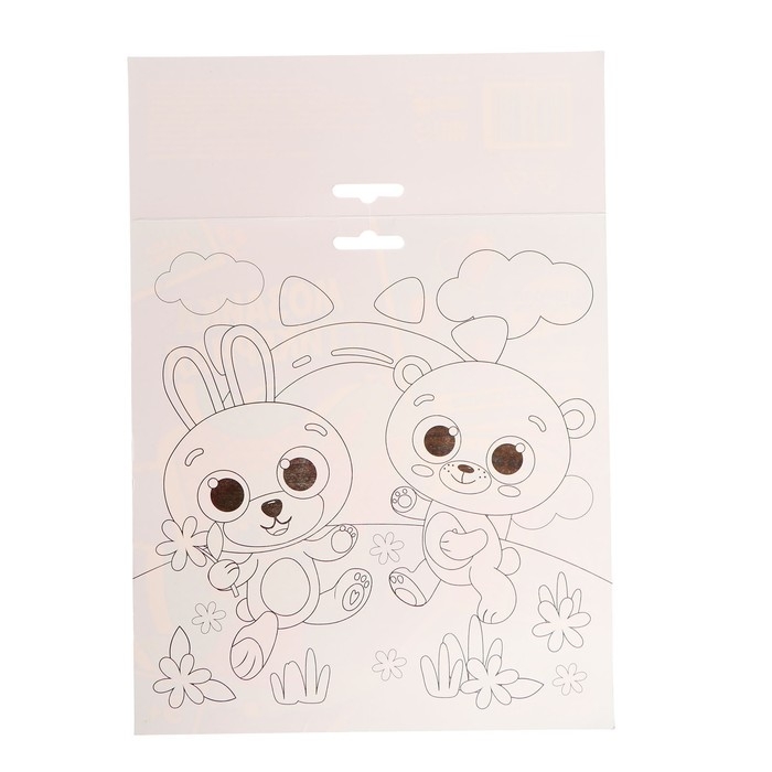 Аппликация стикерами форменная &laquo;Зайка и морковь&raquo;, набор для творчества, стикерная мозаика