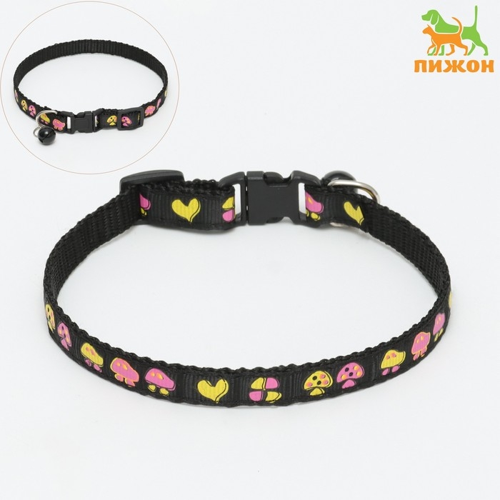 Ошейник двухслойный с фастексом Ошейник двухслойный с фастексом "Грибы" 30 х 1 см, чёрный