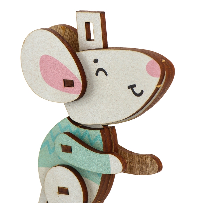 Ёлочная игрушка - подвеска деревянная сборная «Новый год! Мышонок» Ёлочная игрушка - подвеска деревянная сборная «Новый год! Мышонок»