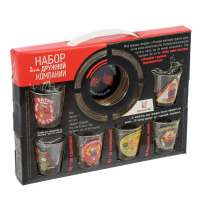 Набор подарочный &laquo;Приколы&raquo;, стеклянный, 6 стопок 50 мл, пепельница, рисунок микс