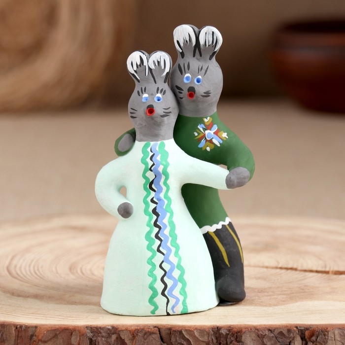 Сувенир &laquo;Парочка зайцев&raquo;, 13,5&times;7&times;7 см, каргопольская игрушка, микс