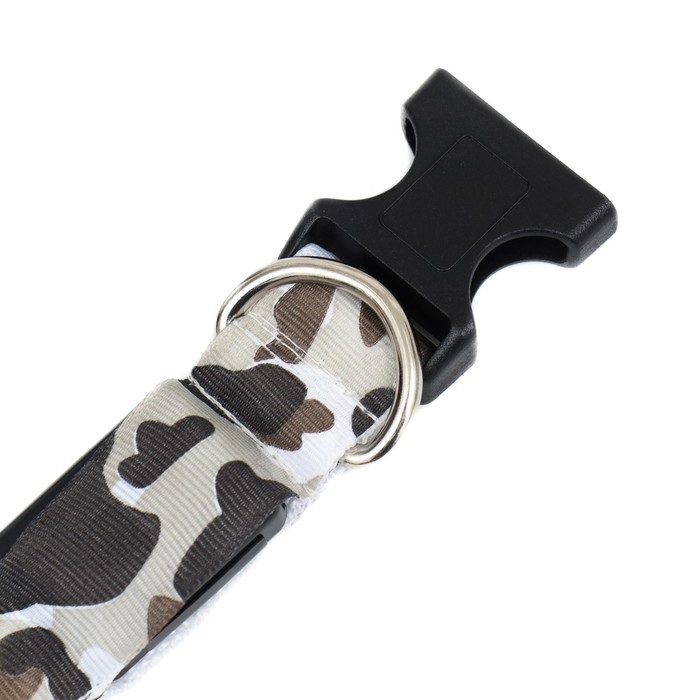 Ошейник с подсветкой Милитари 3 режима свечения размер L, ОШ 48-60 х 2,5 см серый