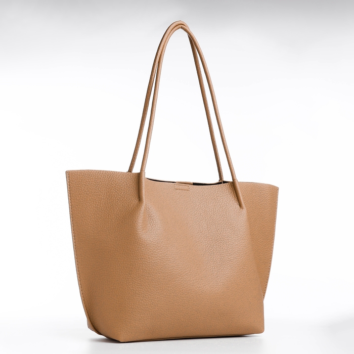 Сумка-шопер женская на магните, цвет тёмно-бежевый