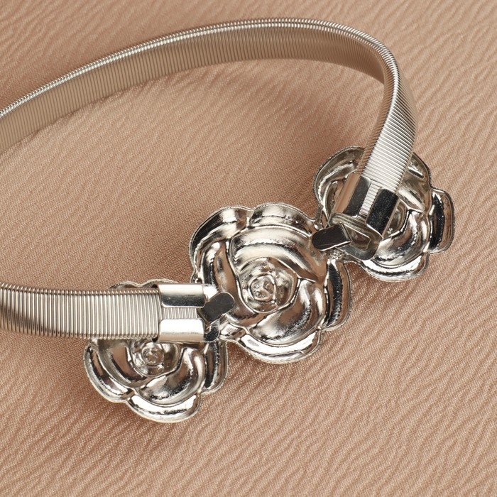 Подхват для штор &laquo;Розы&raquo;, 8,7 &times; 3,5 см, 23,5 см, цвет серебряный