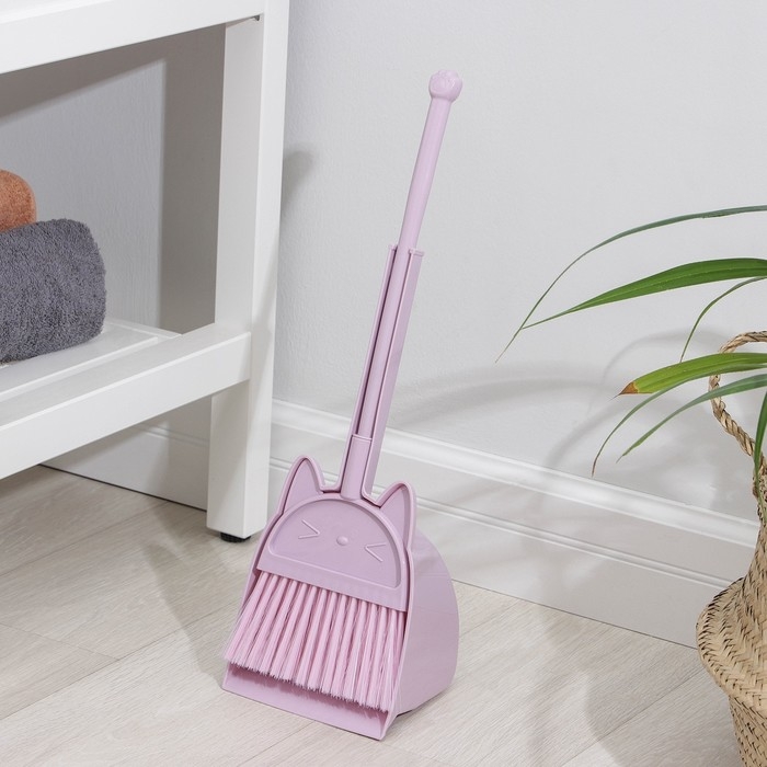 Щётка для пола Доляна «Китти»: щётка 14×50 см, совок 16×13×38 см, цвет розовый Щётка для пола Доляна «Китти»: щётка 14×50 см, совок 16×13×38 см, цвет розовый