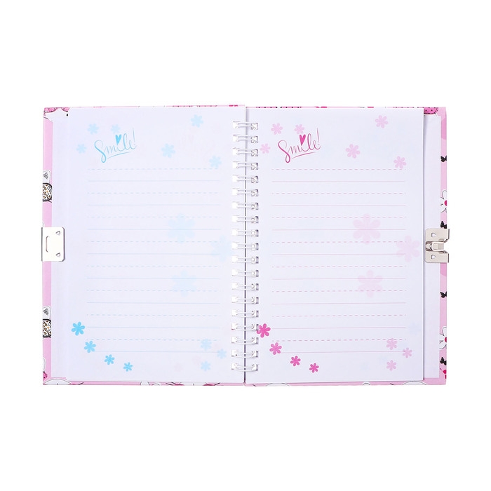 Записная книжка подарочная, 45 листов, линия, на замке, на гребне, Котики (17,8х13см)