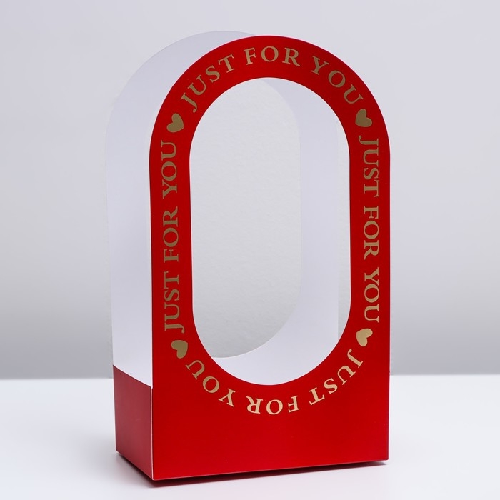 Коробка-переноска для цветов &laquo;Для тебя&raquo; 22 &times; 12 &times; 38 см, красная