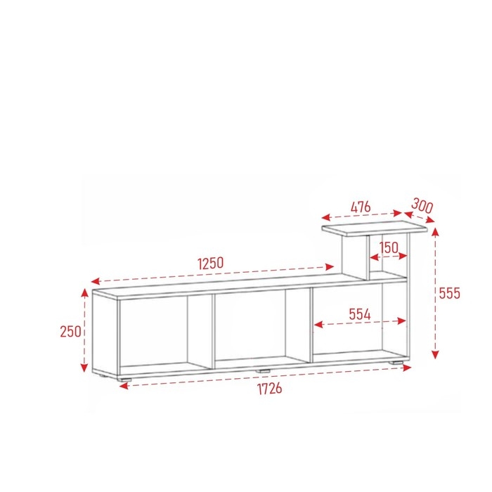 Тумба под ТВ Альба, 1726х300х555, Дуб сонома