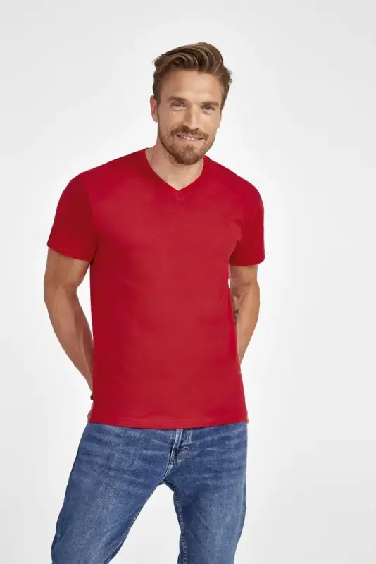 Футболка мужская с V-обр. вырезом Victory 150 красная, размер M Футболка мужская с V-обр. вырезом Victory 150 красная, размер M