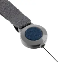 Лента для бейджа с ретрактором Devon, серая с синим Лента для бейджа с ретрактором Devon, серая с синим