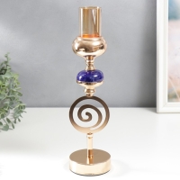 Подсвечник металл на 1 свечу "Спираль. Синий мраморный элемент" золото 38х10х10 см Подсвечник металл на 1 свечу "Спираль. Синий мраморный элемент" золото 38х10х10 см