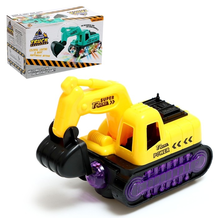 Экскаватор &laquo;Строитель&raquo;, работает от батареек, свет, звук