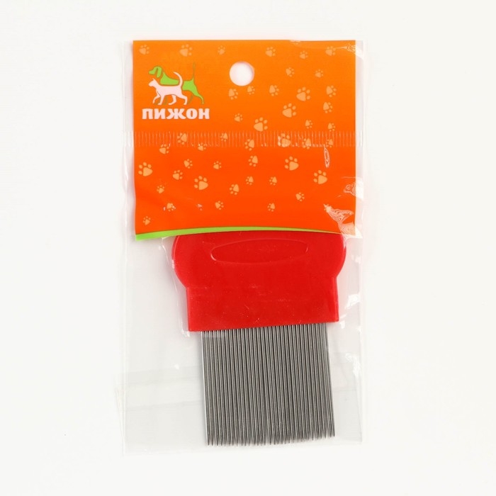 Расческа-гребешок с длинными зубьями, 8 х 5,5 см, красная Расческа-гребешок с длинными зубьями, 8 х 5,5 см, красная