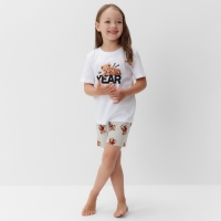 Пижама детская (футболка и шорты) KAFTAN "Мишка в шарфе" р.32 (110-116)