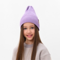 Шапка детская MINAKU с отворотом р-р 56-58, цв. сиреневый Шапка детская MINAKU с отворотом р-р 56-58, цв. сиреневый