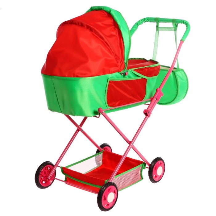 Коляска кукольная №4, цвет красно-зелёный Коляска кукольная №4, цвет красно-зелёный