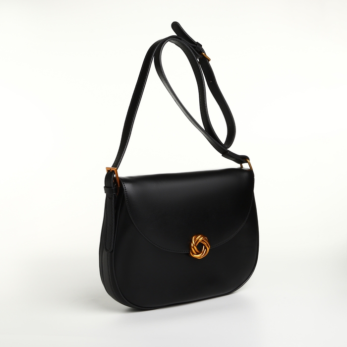 Сумка женская на клапане TEXTURA, средний размер, цвет чёрный