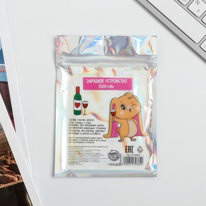 Зарядное устройство &laquo;Возьму все вино на себя&raquo;, 2500 mAh, 6 х 9,5 см