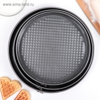 Набор форм для выпечки разъёмных Доляна &laquo;Элин низкие&raquo;, 3 предмета: d=28/26/24&times;4 см, антипригарное покрытие, цвет чёрный