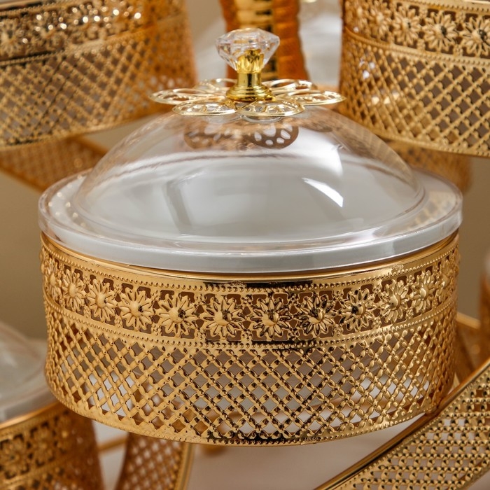 Подставка для десертов «Гавана», 35×35×53, 6 секций, цвет металла золотой Подставка для десертов «Гавана», 35×35×53, 6 секций, цвет металла золотой