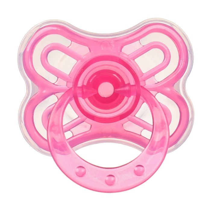 Соска - пустышка силиконовая классическая, от 6 мес., с колпачком + держатель «Мишка», цвет розовый Соска - пустышка силиконовая классическая, от 6 мес., с колпачком + держатель «Мишка», цвет розовый