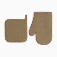 Набор кух. Этель ECO, цв. оливковый: варежка 20х28 см, прихватка 19х19 см, 70% хл, 30% лён, Набор кух. Этель ECO, цв. оливковый: варежка 20х28 см, прихватка 19х19 см, 70% хл, 30% лён,