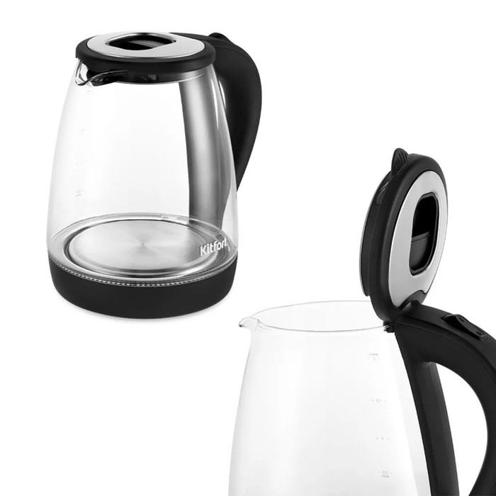 Чайный набор Kitfort КТ-6181, стекло, 2/1.2 л, 1500 Вт, чёрный Чайный набор Kitfort КТ-6181, стекло, 2/1.2 л, 1500 Вт, чёрный