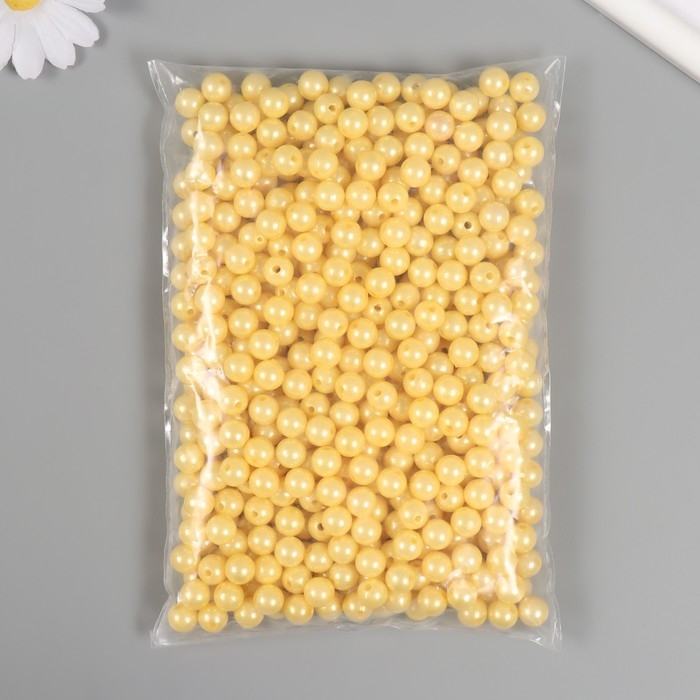 Набор бусин "Жемчуг" d 10 мм, 250 гр, светло-жёлтый