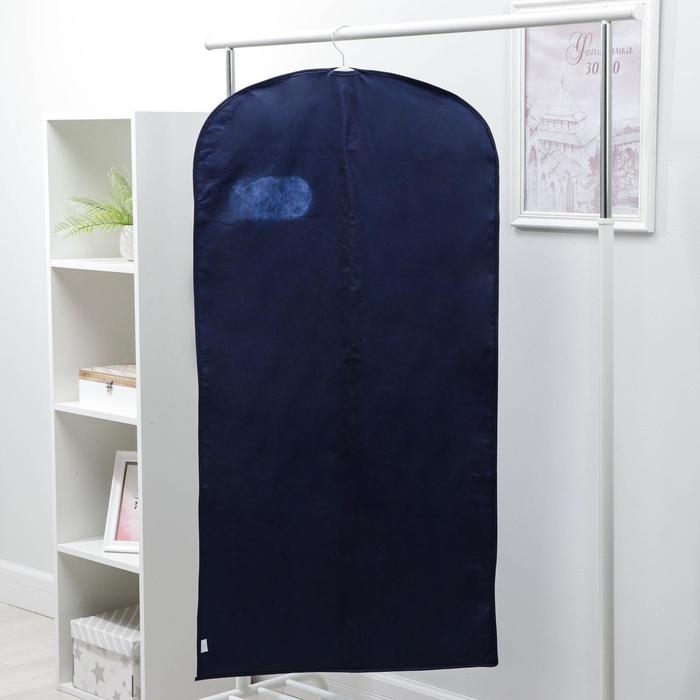 Чехол для одежды с окном, 60&times;120 см, спанбонд, цвет синий