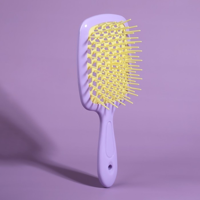 Расчёска массажная, широкая, вентилируемая, 8,5 × 20,5 см, PVC коробка, цвет сиреневый/жёлтый Расчёска массажная, широкая, вентилируемая, 8,5 × 20,5 см, PVC коробка, цвет сиреневый/жёлтый