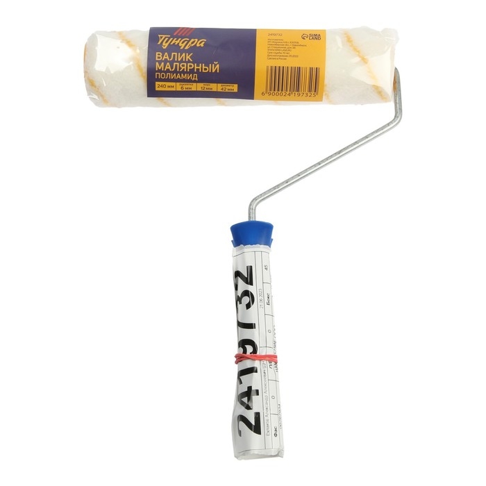 Валик ТУНДРА, полиамид, 240 мм, рукоятка d=6 мм, D=42 мм, 12 мм
