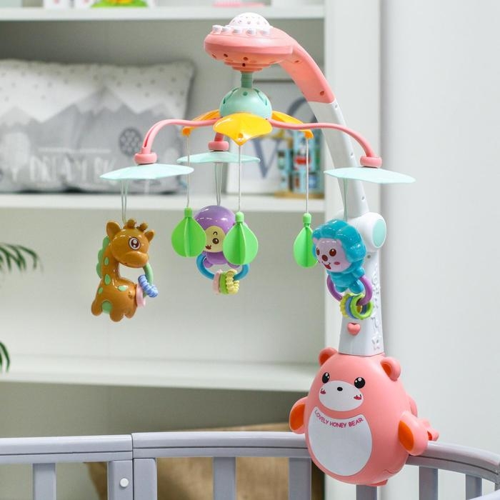 Мобиль музыкальный на кроватку &laquo;Мишка. Африка&raquo;, проектор, пульт, цвет МИКС