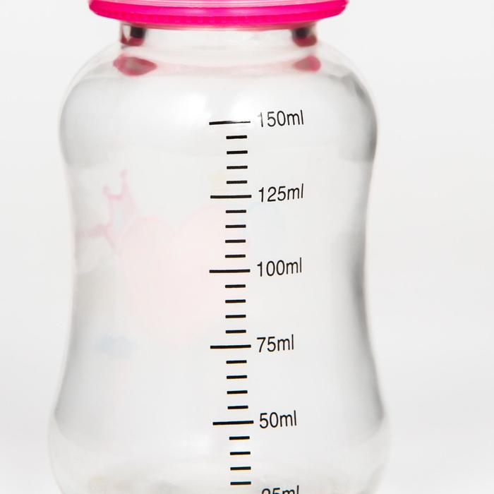 Бутылочка для кормления стекло &laquo;Зайка Полли&raquo;, классическое горло, средний поток, 150 мл., от 3 мес.