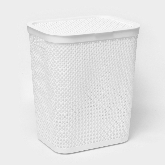 Корзина бельевая с крышкой «Пирула», 55 л, 42×34×54 см, цвет белый Корзина бельевая с крышкой «Пирула», 55 л, 42×34×54 см, цвет белый