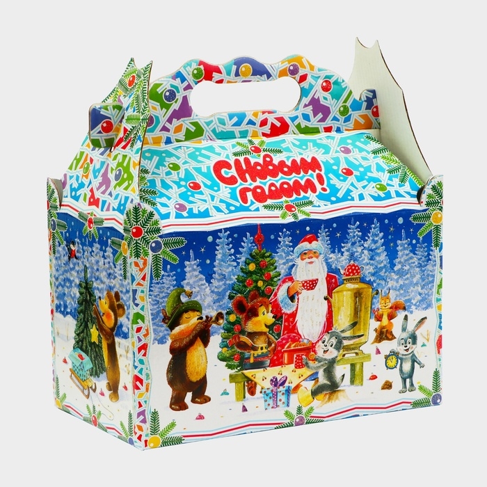 Новый год. Подарочная коробка новогодняя Ларец Новый год. Подарочная коробка новогодняя Ларец "Лесные непоседы" 21,2 х 12,3 х 22,6 см.