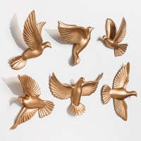 Декорация настенная панно "Птички" 6 штук 14 х 23.5 х 6 см, золото Декорация настенная панно "Птички" 6 штук 14 х 23.5 х 6 см, золото