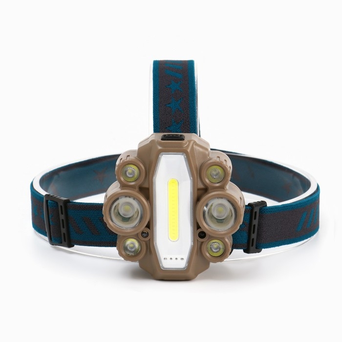 Фонарь налобный аккумуляторный, 13 Вт, 4000 мАч, 5 В, COB + T6. 7 режимов, датчик движения Фонарь налобный аккумуляторный, 13 Вт, 4000 мАч, 5 В, COB + T6. 7 режимов, датчик движения