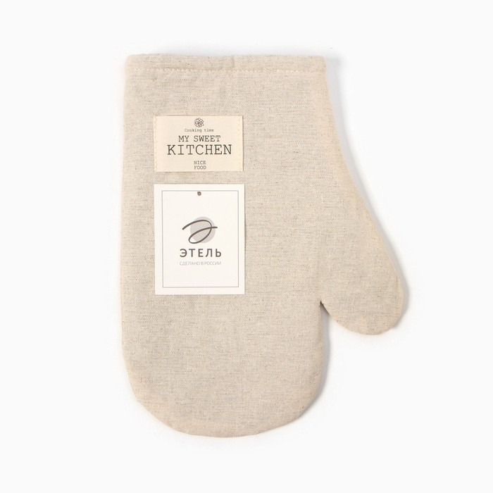 Варежка-прихватка Этель ECO, цв. молочный, 20х28 см, 70% хл, 30% лён, ватин 250 г/м2