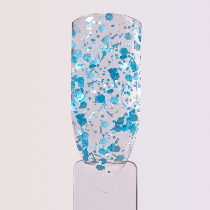 Гель для наращивания, с блёстками, 3-х фазный, 15 гр, LED/UV, прозрачный, голубой Гель для наращивания, с блёстками, 3-х фазный, 15 гр, LED/UV, прозрачный, голубой